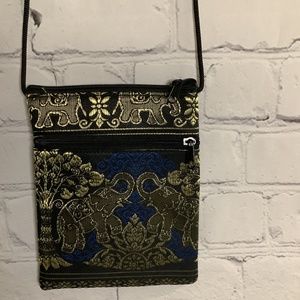 Bohemian Style , Elephant Print Handmade Mini Crossover Purse